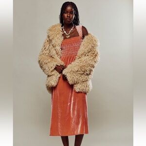 Elegant Orange Velvet Dress